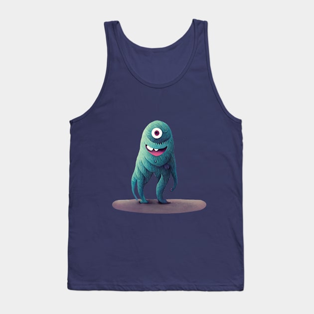 Cute Green One Eye Monster Tank Top by CuteMonsters